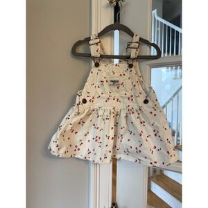 OshKosh Bgosh Baby Girls 12M Strawberry Cherry Print Denim Overall Apron Dress
